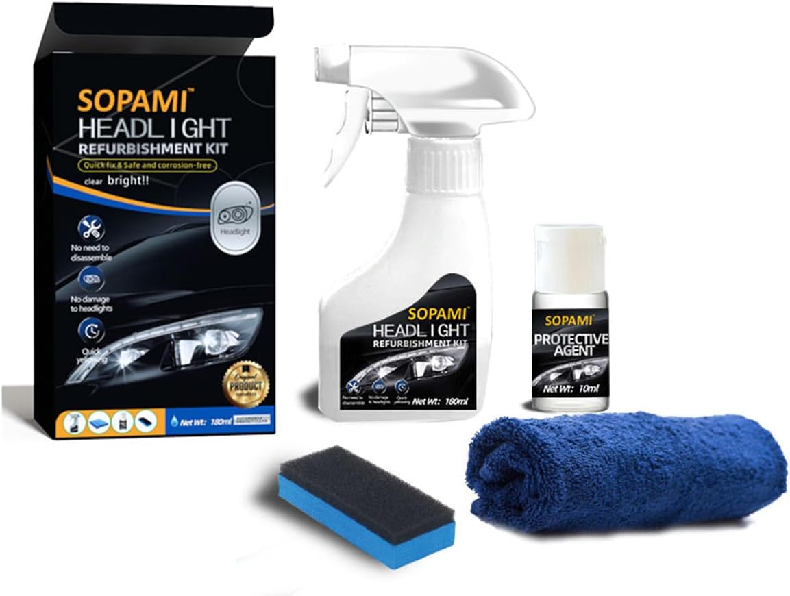SOPAMI Kit de restauración de faros automotrices oxidados y amarillentos